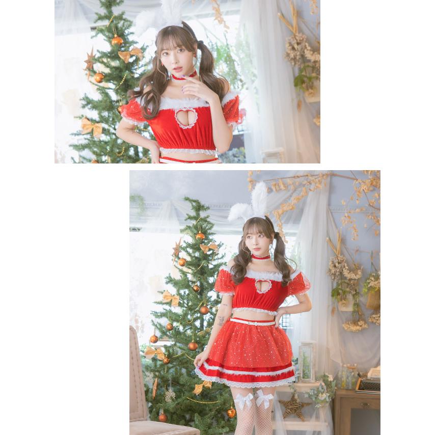 Tika サンタ コスプレ 衣装 バニーガール コス うさ耳 赤 セクシー かわいい エロ サンタコス 人気 キャバドレス - 画像 (4)