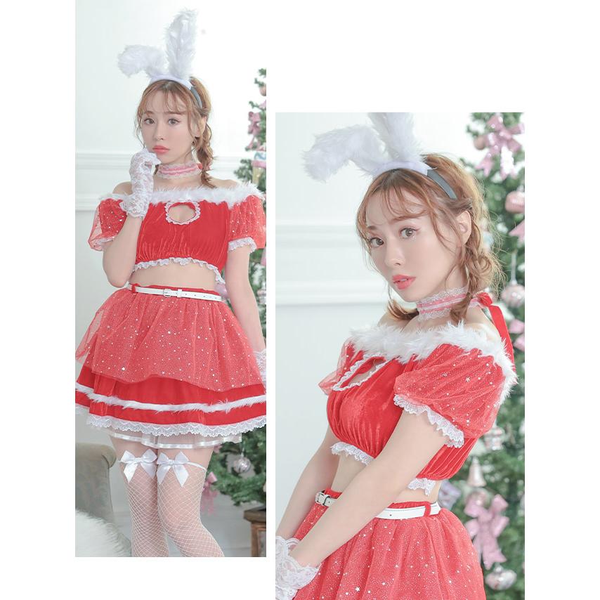 Tika サンタ コスプレ 衣装 バニーガール コス うさ耳 赤 セクシー かわいい エロ サンタコス 人気 キャバドレス - 画像 (7)