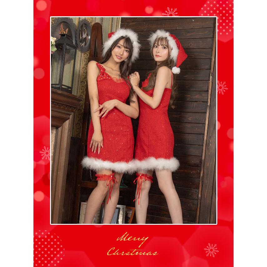 Tika サンタ コスプレ セット サンタ帽子 キャミ ワンピース 赤 かわいい サンタコス レディース 衣装 大人 クリスマス