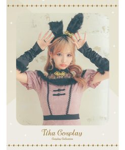 Tika ハロウィンコスプレ アニマル カットアウト ショルダー タイト レトロ チャイナ バニー 3点セット