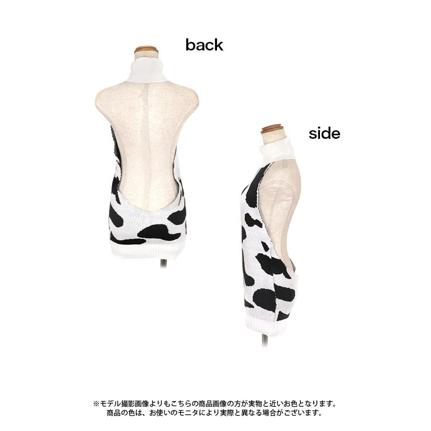 Tika ハロウィンコスプレ 牛 3点セット ワンピース カチューシャ ニーハイソックス ホワイト ブラック お化けの日 - 画像 (7)