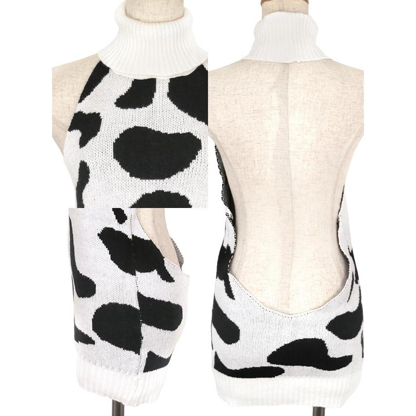 Tika ハロウィンコスプレ 牛 3点セット ワンピース カチューシャ ニーハイソックス ホワイト ブラック お化けの日 - 画像 (8)