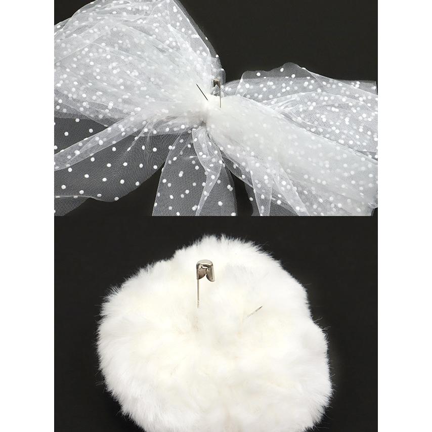 Tika ハロウィン かわいい バニー コスプレ 衣装 もこもこ ドットチュールリボン へそ出し フレアスカート ガーリー ツイン 7点セット - 画像 (8)