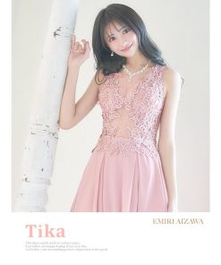 Tika キャバドレス ロング ロングドレス 黒 フラワー 刺繍 スリット セクシー キャバクラ 白 Aライン