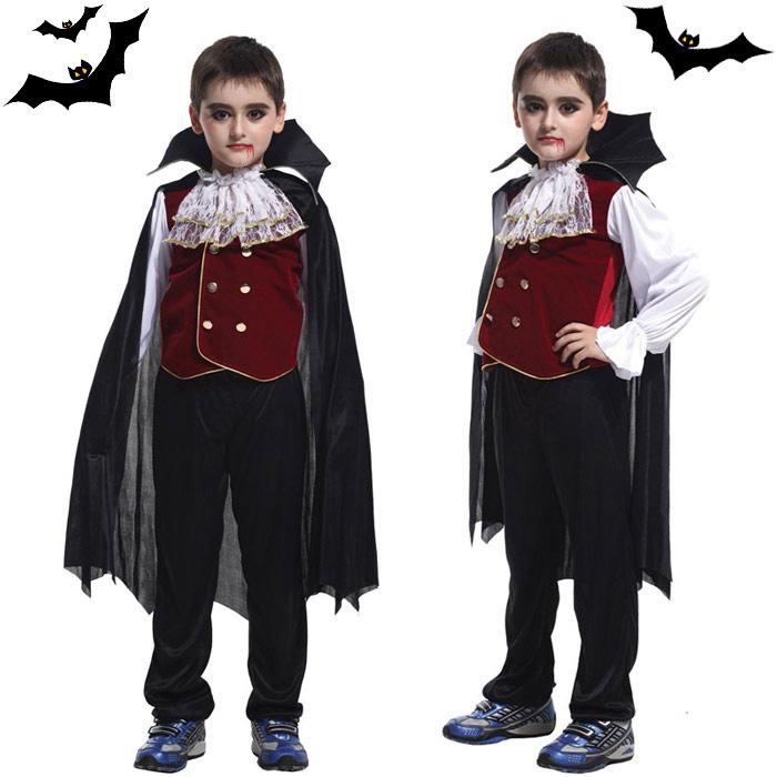 ハロウィン仮装 ヴァンパイア キッズ用 コスチューム 吸血鬼 コスプレ衣装 子供 男の子 トップス ボトムス マント 3点セット コウモリ ドラキュラ 人気 定番