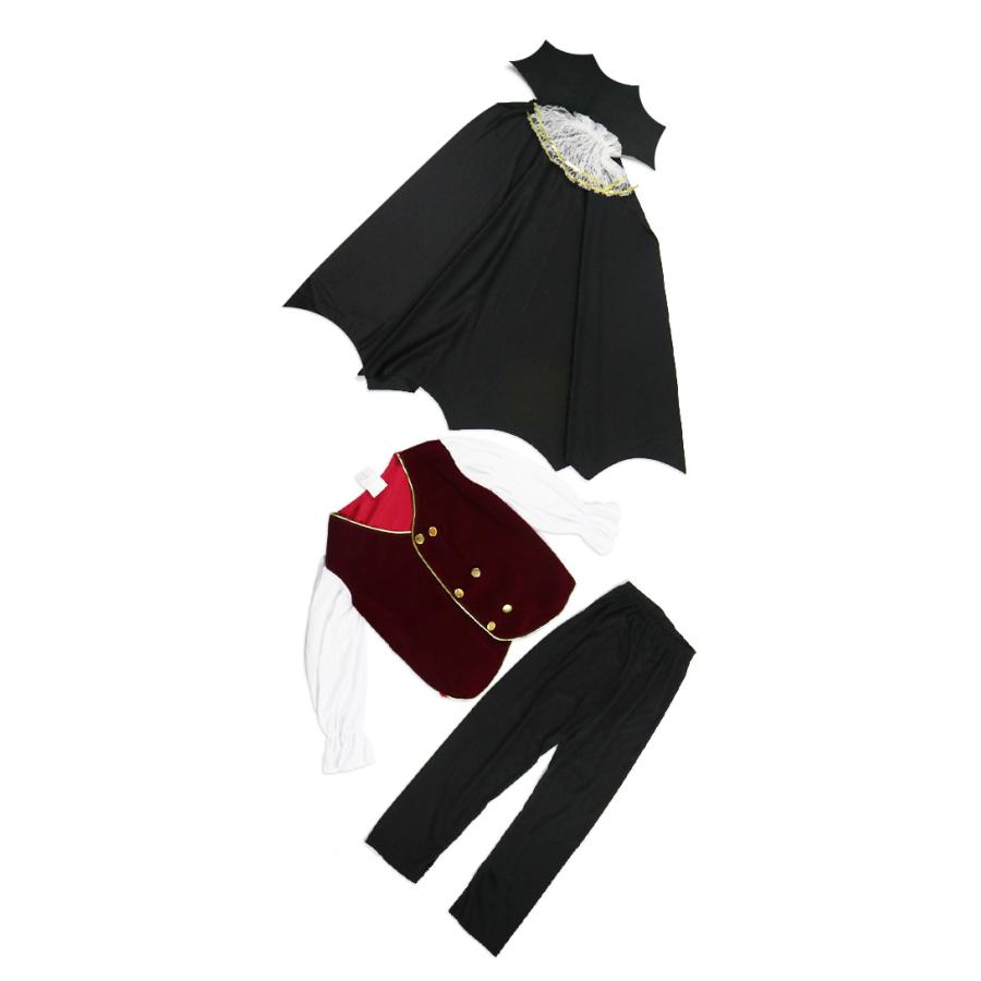 ハロウィン仮装 ヴァンパイア キッズ用 コスチューム 吸血鬼 コスプレ衣装 子供 男の子 トップス ボトムス マント 3点セット コウモリ ドラキュラ 人気 定番 - 画像 (9)