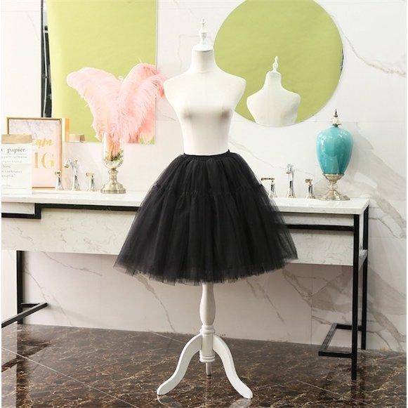 メイド服 大人ドレス用 lolita パニエ 黒 白 コスプレ ロリータ ワイヤー無し 柔らかい チュチュ ふんわり ボリューム 可愛い 全店2点 - 画像 (2)