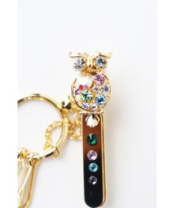 フクロウ キーフック クリップ付き スワロフスキー製 クリスタル使用 梟 ふくろう ミミズク キーリング ギフト プレゼント ネコポス