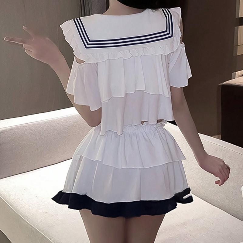 セーラー服 コスプレ 半袖 夏服 制服 女子制服 学生服 上下セット JK 女子高生 女子校生 高校生 制服女子 - 画像 (9)