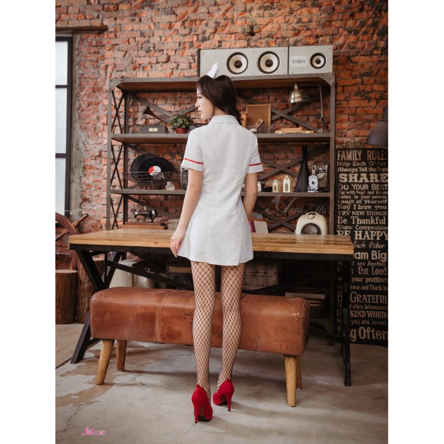 コスプレ ナース レディース セクシー 看護師 看護婦 女医 医者 ドクター 白衣 制服 ミニスカ ワンピース コスチューム 可愛い ハロウィン 衣装 仮装 - 画像 (2)