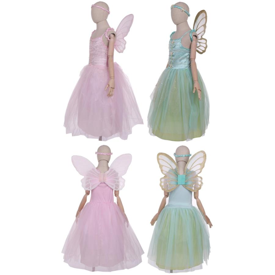 ハロウィン 衣装 コスチューム コスプレ 仮装 女の子 子ども 子供 キッズ 小学生 保育園 かわいい 蝶 エルフ 妖精ドレス 3点SET 100 110 120cm 緑 - 画像 (3)