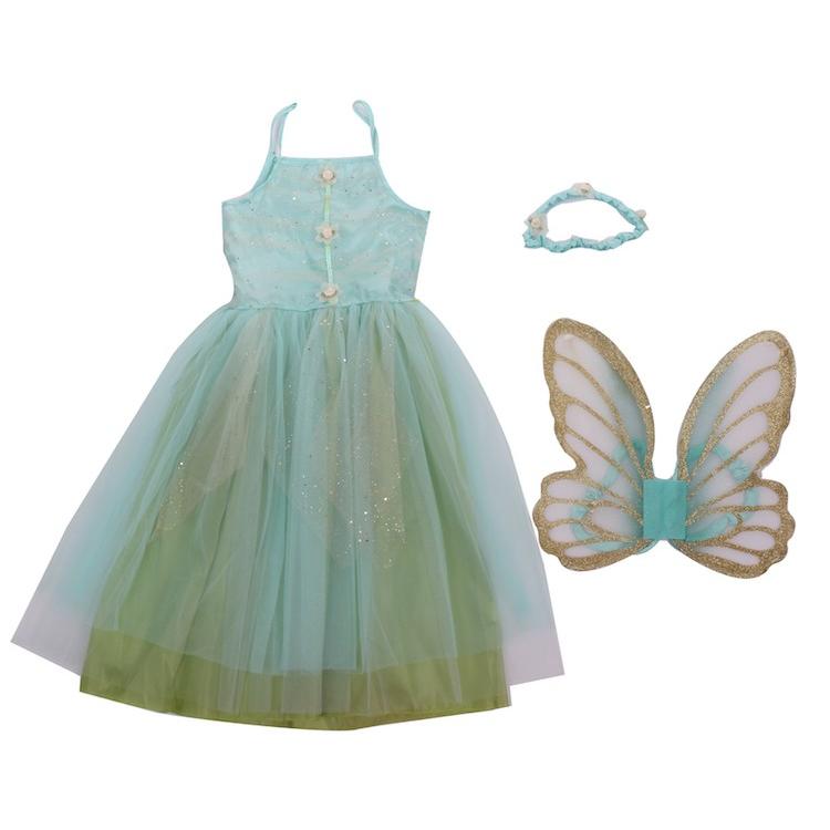 ハロウィン 衣装 コスチューム コスプレ 仮装 女の子 子ども 子供 キッズ 小学生 保育園 かわいい 蝶 エルフ 妖精ドレス 3点SET 100 110 120cm 緑 - 画像 (4)