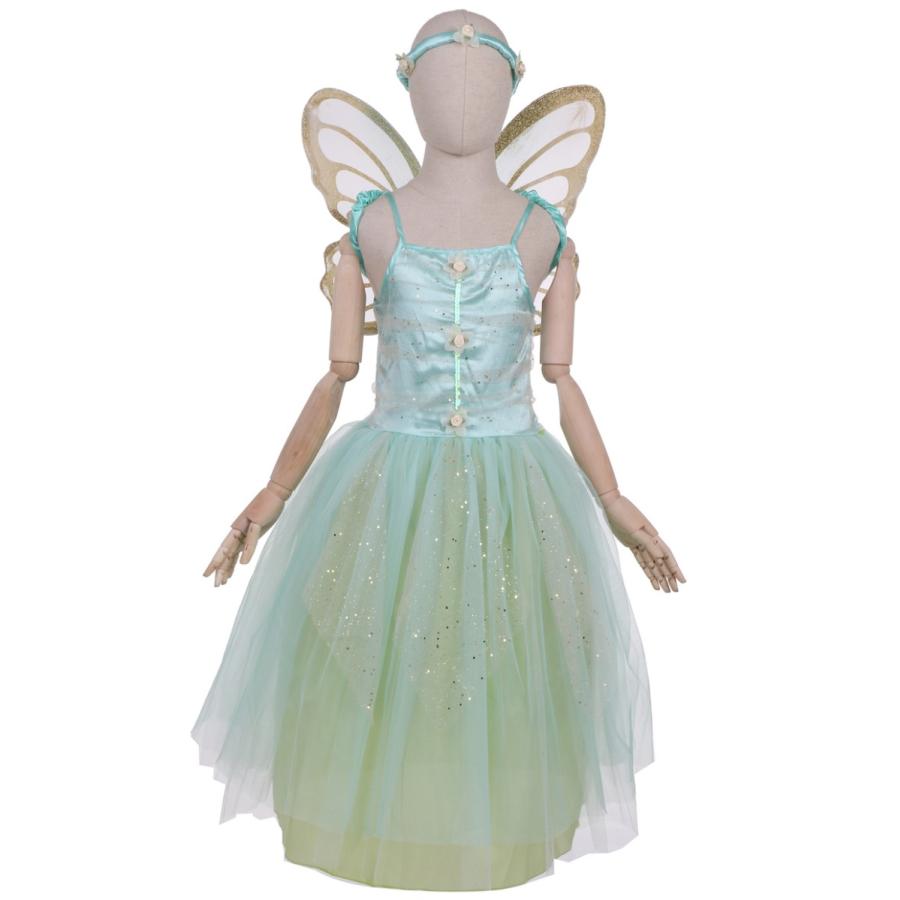 ハロウィン 衣装 コスチューム コスプレ 仮装 女の子 子ども 子供 キッズ 小学生 保育園 かわいい 蝶 エルフ 妖精ドレス 3点SET 100 110 120cm 緑 - 画像 (6)