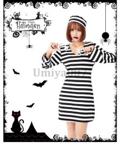 ハロウィン コスプレ 囚人 囚人服 プリズン コスチューム 仮装 ゾンビ 大人 可愛い 大きいサイズ 女性 キュート ワンピース