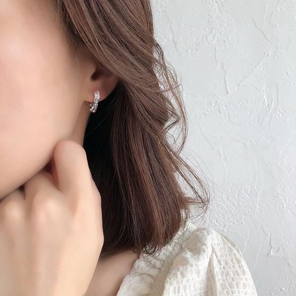 ピアス レディース メンズ クリスタル リングピアス フープピアス ラインストーン - 画像 (2)