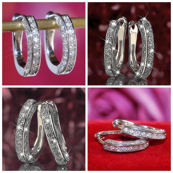 ピアス レディース メンズ クリスタル リングピアス フープピアス ラインストーン - 画像 (3)