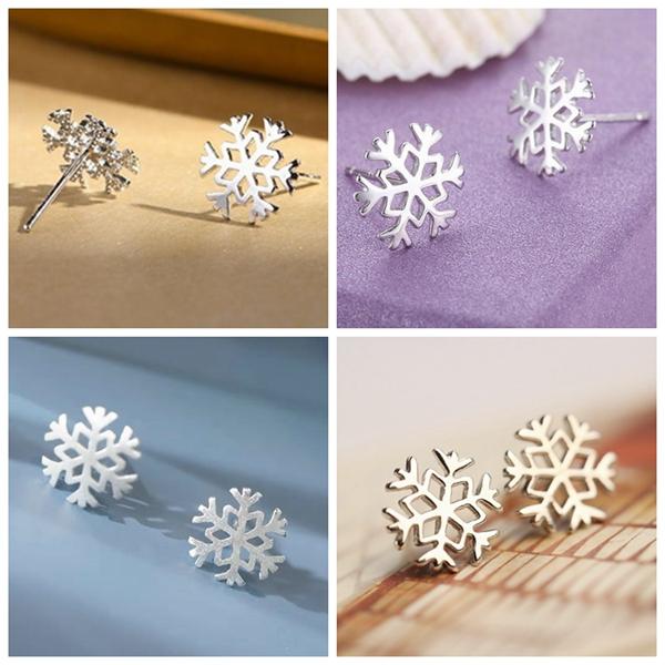 雪の結晶 スノーフレーク ピアス レディース プラチナ仕上げ - 画像 (3)