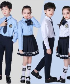子供制服　子供スーツセット　長袖ブラウス（ワイシャツ）＋長ズボン/スカート　イギリス風舞台ステージ衣装　幼稚園中小生学園制服　女の子　男の子　キッズダ
