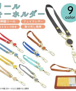 リールストラップ キーリール ストラップ付き ショート リール ショートストラップ カラビナ搭載 バンド小型 軽量 キーホルダー 鍵 コード 伸びる 伸縮