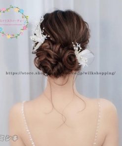 レディース ヘッドドレス 花 ウェディングアクセサリー ヘアアクセサリー ヘアピン 花嫁 結婚式 ダンス演出 手作り 髪飾り コーラス パーティー 二次会 姫系