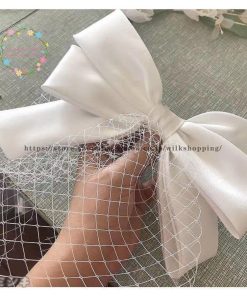 花嫁 ブライダル 結婚式 大きいリボン カチューシャ フェイスアップベール 成人式 発表会 二次会 髪飾り ウェディング小物 バレッタ ヘアアクセサリー