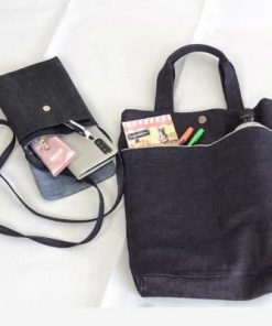 ふるさと納税 三次市 デニムのトートバッグ(A4)&スマホポーチショルダーふた付