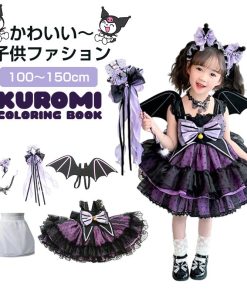 発表会 ドレス 子どもドレス コンクール 子供ドレス ピアノ発表会 コウモリ 6点セット ハロウィン キッズ 子供ワンピース 女の子 衣装 ワンピース ゴシック かわ