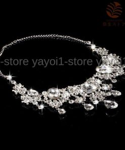 【ネックレスイヤリング】レディース ブライダルアクセサリー2点セット /結婚式アクセサリー/花嫁/二次会/謝恩会/披露宴/髪飾り/コサージュ