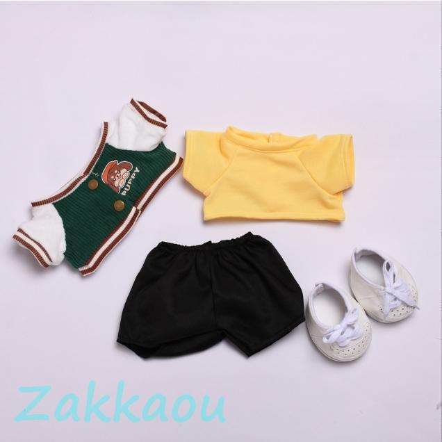 人形の服 30cm 着せ替え 野球ウェア イエローTシャツと黒いズボン 3点セット+靴 ぬいぐるみ用 コスチューム 服 洋服 衣装 Sサイズ - 画像 (7)